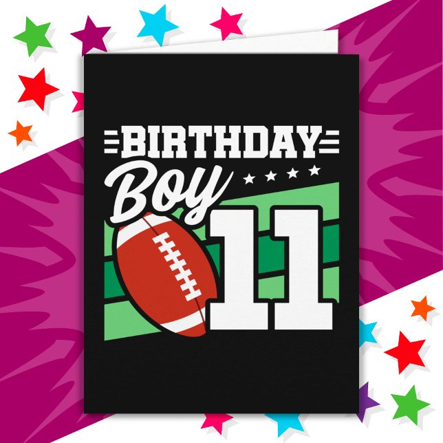 11 Year Old Football Party Theme 11th Birthday Boy Card (Creator Uploaded)