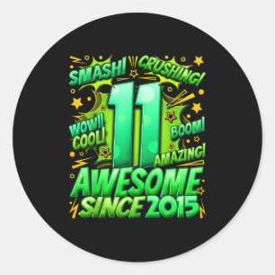 11 Year Old For Boys 11th Birthday Boy 11 Year Old Classic Round Sticker