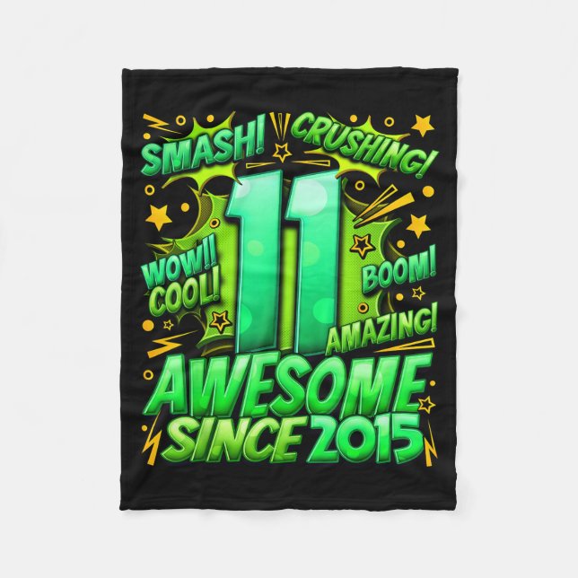 11 Year Old For Boys 11th Birthday Boy 11 Year Old Fleece Blanket (Front)