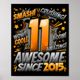 11 Year Old For Boys 11th Birthday Boy 11 Year Old Poster