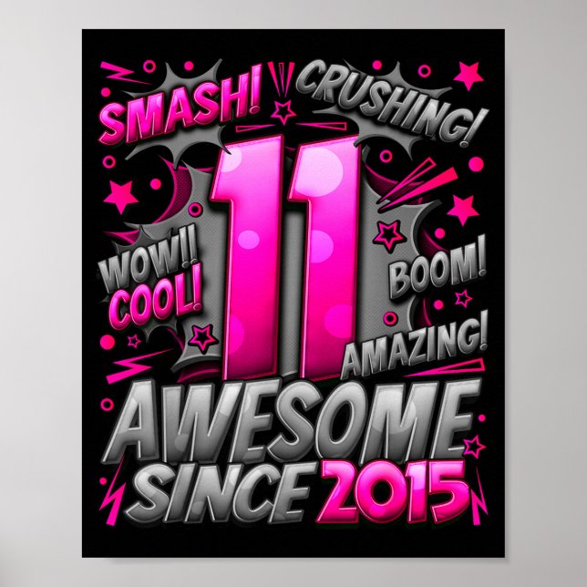 11 Year Old For Boys 11th Birthday Boy 11 Year Old Poster (Front)