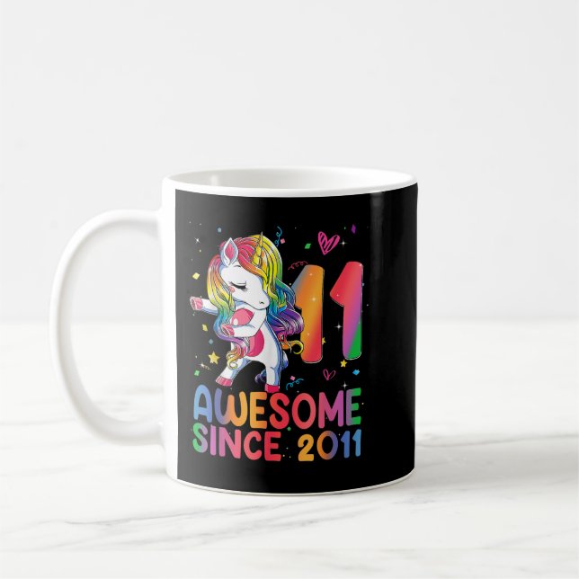 11 Year Old Gifts Girls Teens Dabbing Unicorn 11th Coffee Mug (Left)