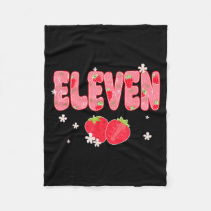 11 Year Old Girl 11th Birthday Sweet Strawberry Th Fleece Blanket