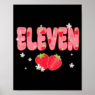 11 Year Old Girl 11th Birthday Sweet Strawberry Th Poster