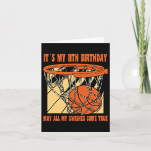 11 Year Old Happy 11th Birthday Bysketbyll 11th Bi Card