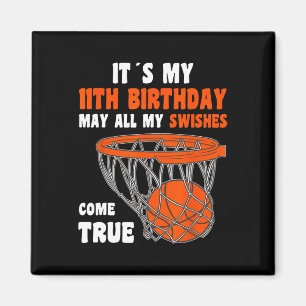 11 Year Old Happy 11th Birthday Bysketbyll 11th Bi Magnet