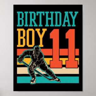 11 Year Old Ice Hockey Themed 11th Birthday Party  Poster
