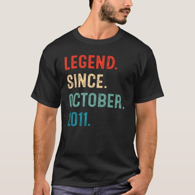 11 Year Old  Legend Since October 2011 11th Birthd T-Shirt (Front)
