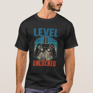 11 Year Old Level 11 Unlocked 11th Birthday Boy Vi T-Shirt