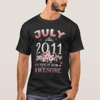 11 Year Old Made In July 2011 11Th Flowers Birthda