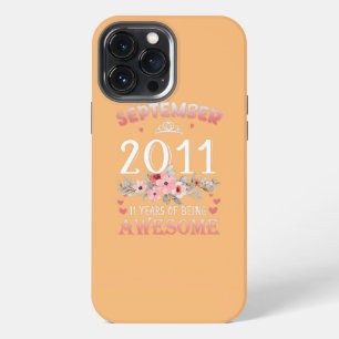 11 Year Old Made In September 2011 11th Flower iPhone 13 Pro Max Case