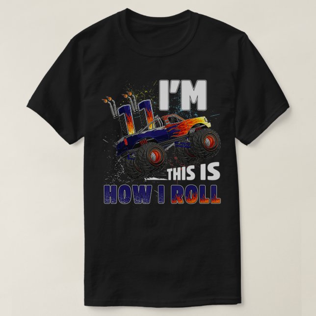 11 year old monster truck birthday boy 11th Truck  T-Shirt (Design Front)