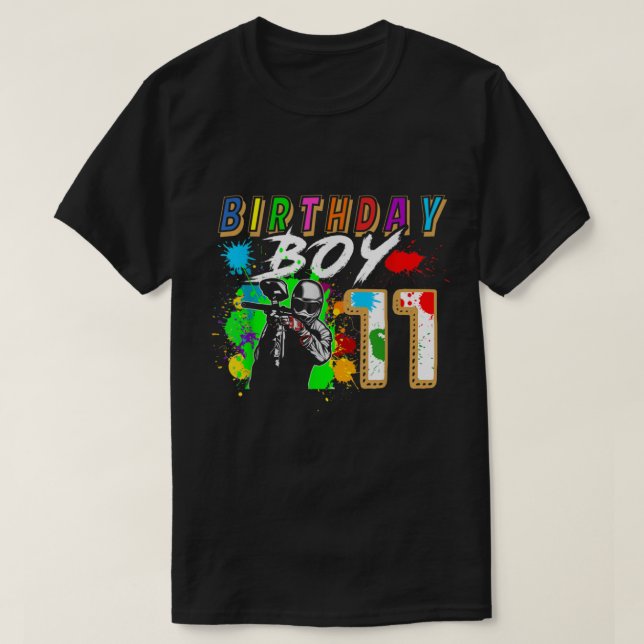 11 Year Old Paintball Birthday Party Boys 11th Gif T-Shirt (Design Front)