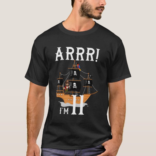 11 Year Old Pirate Kids Birthday Party Pirates Shi T-Shirt (Front)