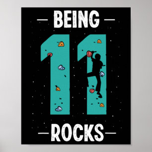 11 Year Old Rock Climbing 11th Birthday Child Clim Poster