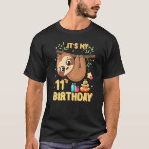 11 Year Old Sloth Girl Party Cute Sloth 11th Birt T-Shirt