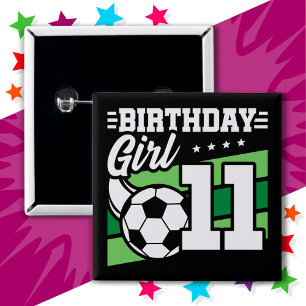 11 Year Old Soccer Football 11th Birthday Girl 15 Cm Square Badge