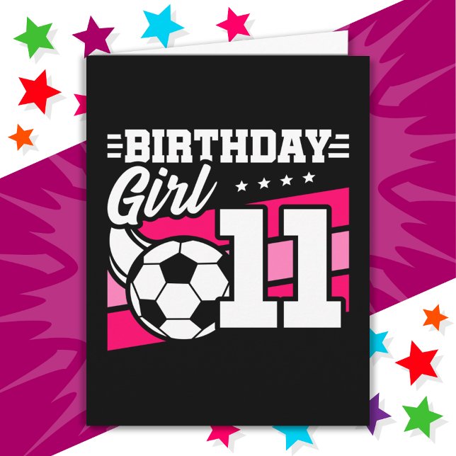 11 Year Old Soccer Football 11th Birthday Girl Card (Creator Uploaded)