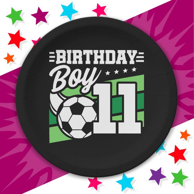 11 Year Old Soccer Football Kids 11th Birthday Boy Paper Plate (Creator Uploaded)