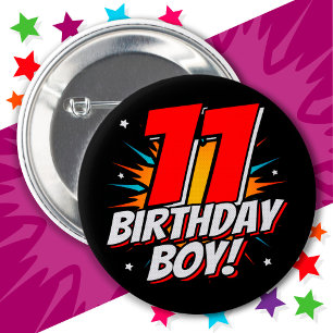 11 Year Old Superhero Birthday Boy 11th Birthday 6 Cm Round Badge