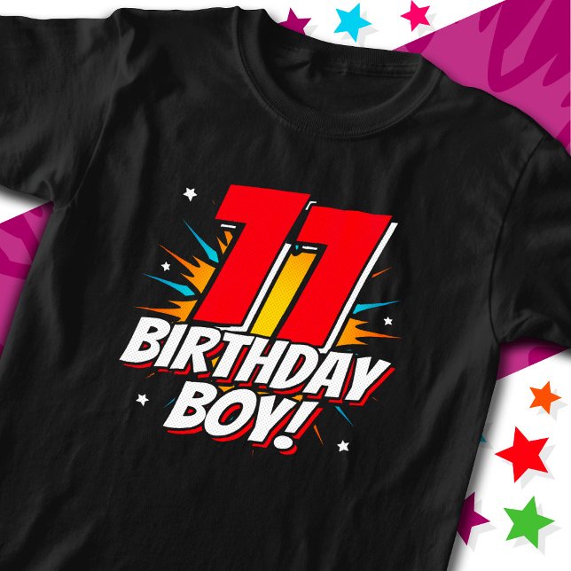 11 Year Old Superhero Birthday Boy 11th Birthday T-Shirt (Creator Uploaded)