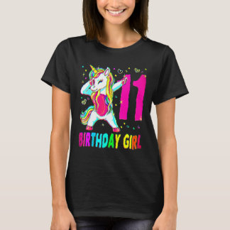 11 Year Old Unicorn Dabbing 11th Birthday Girl Uni T-Shirt