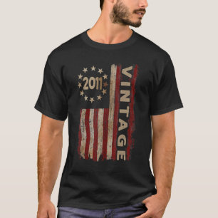 11 Year Old Vintage 2011 American Flag 11th Birth T-Shirt