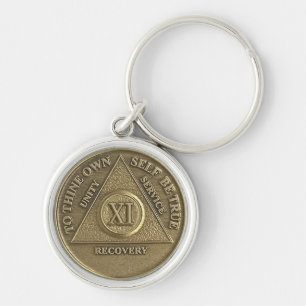 11 Year Sober Anniversary Medallion Gift Keychain
