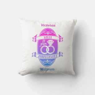 11 Year traditional Steel 11th wedding anniversary Cushion