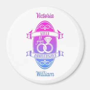 11 Year traditional Steel 11th wedding anniversary Magnet