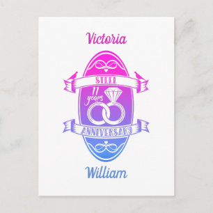 11 Year traditional Steel 11th wedding anniversary Postcard