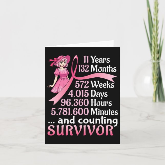 11 Years 132 Months And Counting Breast Cancer Sur Card (Front)