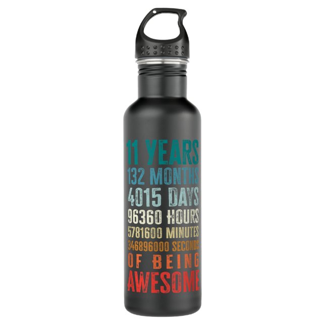 11 Years 132 Months Of Being Awesome 11th Birthday 710 Ml Water Bottle (Front)