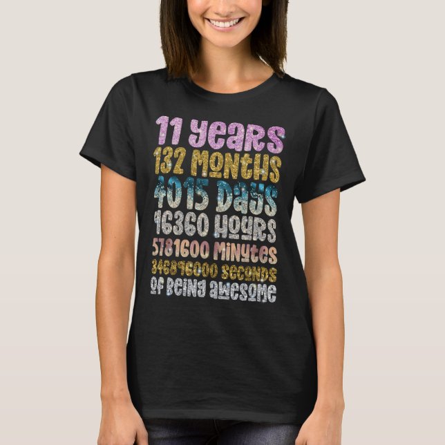 11 Years of Being Awesome 11th Birthday Quote T-Shirt (Front)