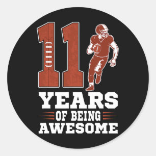 11 Years Of Being Awesome Boy 11th Birthday Footba Classic Round Sticker