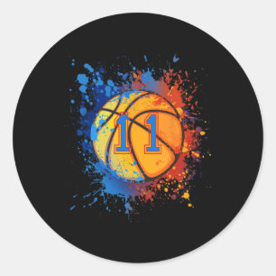 11 Years Old 11th Birthday Basketball Gift For Boy Classic Round Sticker