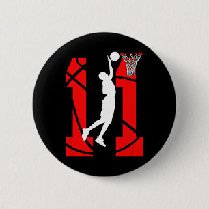11 years Old 11th Birthday Boy Basketball lovers 6 Cm Round Badge