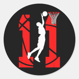 11 years Old 11th Birthday Boy Basketball lovers Classic Round Sticker