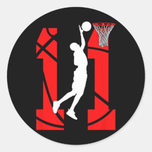 11 Years Old 11th Birthday Boy Bysketbyll Lovers Classic Round Sticker