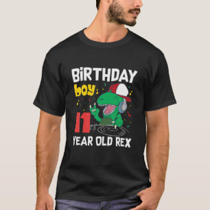 11 Years Old 11Th Birthday Dinosaur Rex T-Shirt