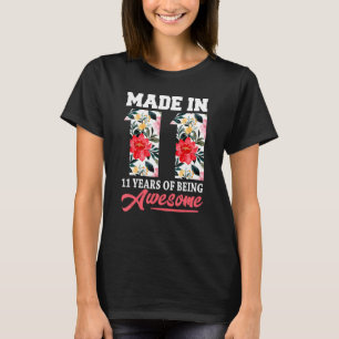 11 Years Old  11th Birthday Made In 2011 Girls Flo T-Shirt