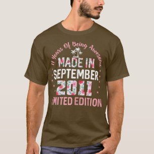 11 Years Old 11th Birthday Made In September 2011  T-Shirt