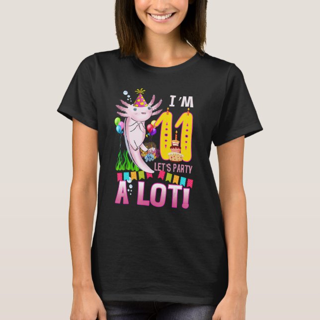 11 Years Old Axolotl 11th Birthday Party Boys Girl T-Shirt (Front)