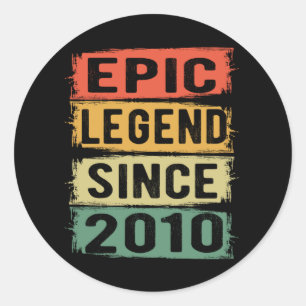 11 Years Old Bday 2010 Epic Legend 11th Birthday Classic Round Sticker