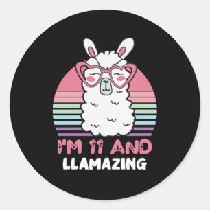 11 Years Old Bday Llamazing 11th Birthday Llama Classic Round Sticker