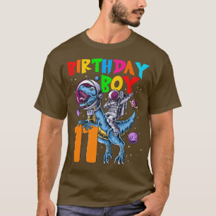 11 Years Old Birthday Boy Astronaut Riding 11th Di T-Shirt