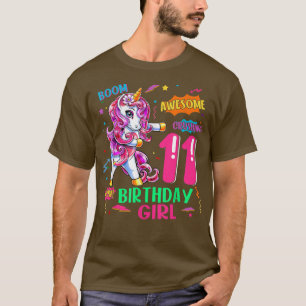 11 Years Old Birthday Comics Unicorn Flossing 11th T-Shirt