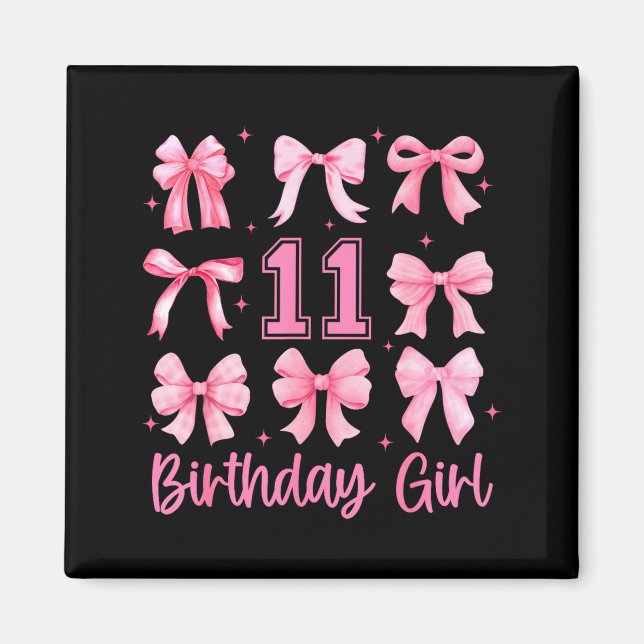 11 Years Old Birthday Girl Nk Bow Girls Kids Cute  Magnet (Front)