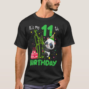 11 Years Old Birthday Party Panda Matching T-Shirt