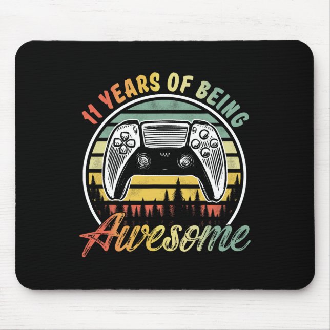 11 Years Old Boy Birthday Being Awesome Video Game Mouse Mat (Front)